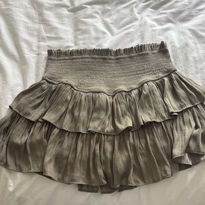 eesome Taupe Smocked Ruffle Tiered Mini Skirt